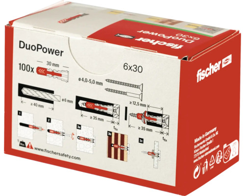 Verpackung Fischer Dübel DuoPower 6x30, 100 Stück