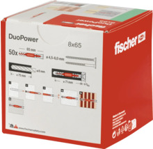 Fischer DuoPower Dübel 8x65 Millimeter, 50er-Packung