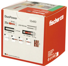 Fischer Dübel DuoPower, Größe 12x60, 25 Stück in Verpackung