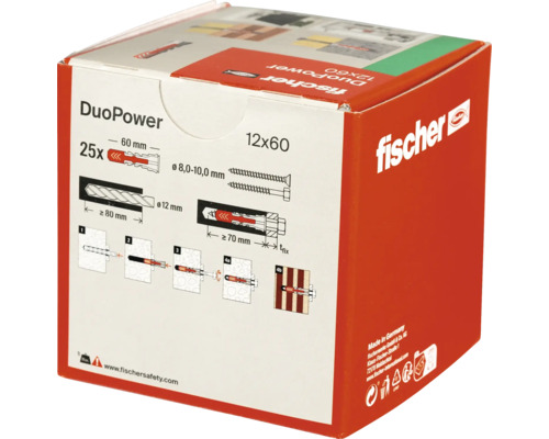 Fischer Dübel DuoPower, Größe 12x60, 25 Stück in Verpackung