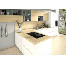 Moderne Küche mit Kochinsel, Spüle und Einbauschränken