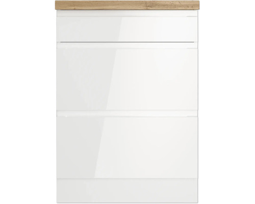 Waschtischunterschrank mit drei Schubladen und einer Holzplatte