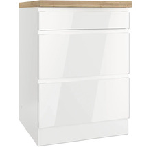 Waschtischunterschrank mit drei Schubladen und Holzplatte