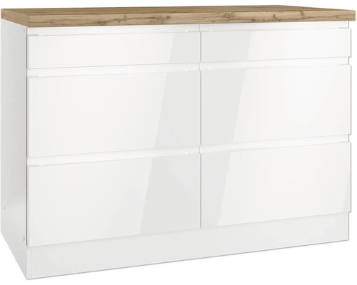 Kommode mit sechs Schubladen und Holzplatte