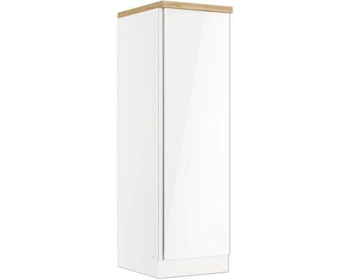 Weißer Hochschrank mit Holzelementen