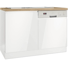 Geschirrspüler mit weißer Front unter einer Holzarbeitsplatte