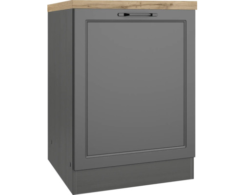 Unterschrank mit Drehtür Held Möbel Lübeck 60x60x86 cm grau matt/graphit mit Drehtüre Küchenunterschrank mit Schublade und Arbeitsplatte