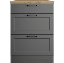 Küchenunterschrank mit Arbeitsplatte und drei Schubladen