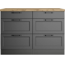 Unterschrank mit vier Schubladen und hölzerner Arbeitsplatte