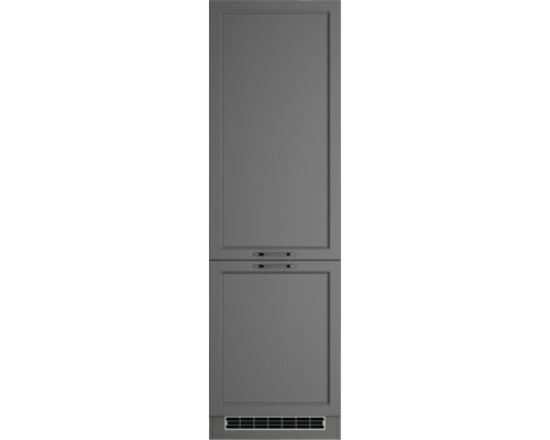 Grauer Bad-Hochschrank mit zwei Schubladen und Griffen