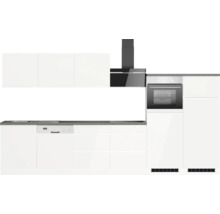 Küchenzeile mit Geschirrspüler, Backofen und Dunstabzugshaube