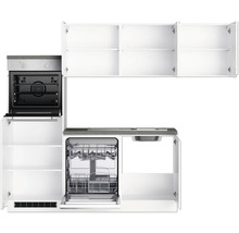 Küchenzeile mit Spüle, Geschirrspüler und Backofen