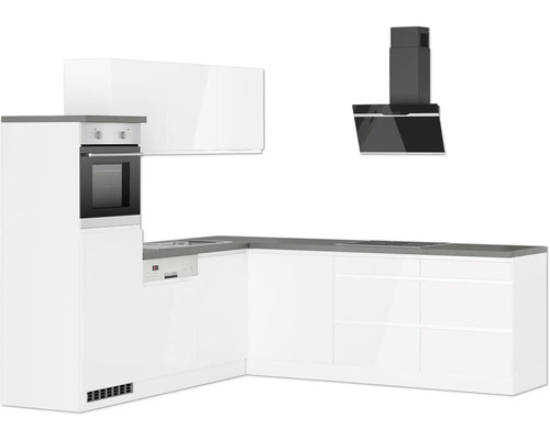 Moderne Küche mit Einbaubackofen, Dunstabzugshaube und Geschirrspüler