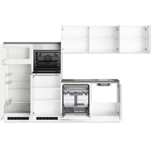 Kompakte Küchenzeile mit Kühlschrank, Backofen, Geschirrspüler und Spüle