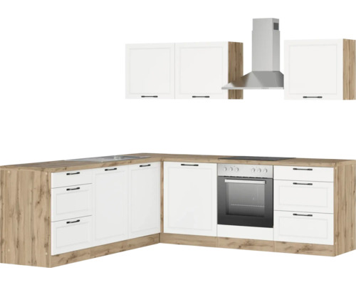 Komplette Eckküche mit Dunstabzugshaube und Spüle