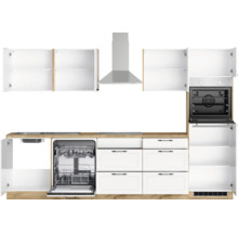 Komplette Küchenzeile mit Spüle, Geschirrspüler, Herd, Dunstabzugshaube und Schränken