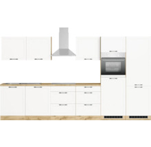 Küchenzeile mit Dunstabzugshaube und Einbaubackofen