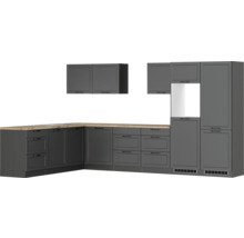 Komplette Küchenzeile mit Ober- und Unterschränken sowie Arbeitsplatte