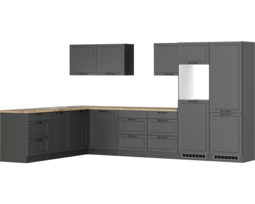 Komplette Küchenzeile mit Ober- und Unterschränken sowie Arbeitsplatte