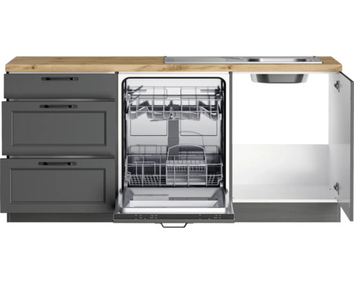 Küchenzeile mit Geschirrspüler und Spüle