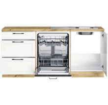 Einbauküche mit Spüle, Geschirrspüler und Schubladen