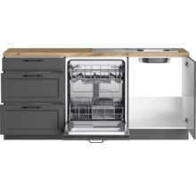 Küchenzeile mit Schubladen, Spülmaschine und Spüle