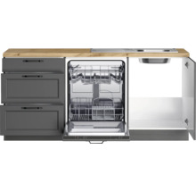 Küchenzeile mit Geschirrspüler, Spüle und Schränken