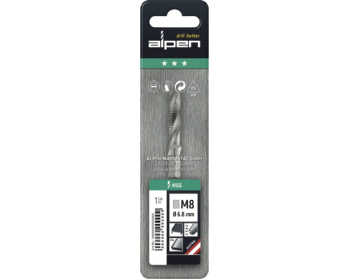 Alpen Gewindebohrer M8 mit 6.8 mm Durchmesser im Blister