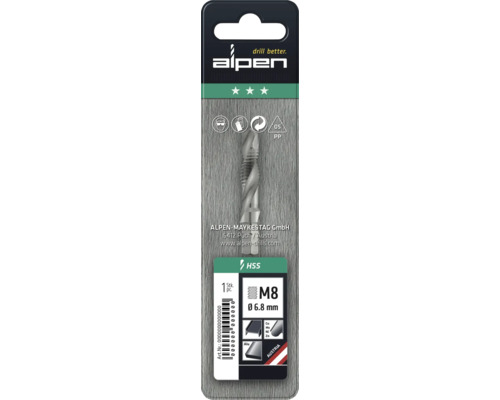 Alpen Spiralbohrer M8 mit 6,8 mm Durchmesser in Verpackung