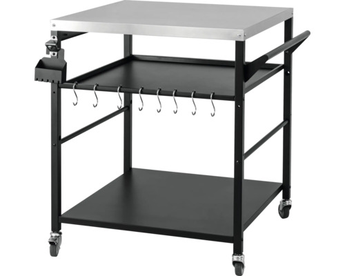 Grilltisch mit Edelstahlplatte, Haken und Rollen