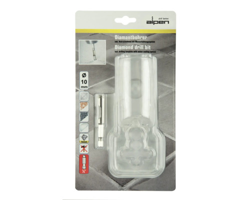 Alpen Diamantbohrer mit Bohrschablone und Wasserkühlungssystem, Durchmesser zehn Millimeter