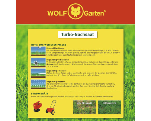 Informationen zur Rasenpflege mit Hinweisen zum Düngen, Vertikutieren, Schneiden und Wässern und zur Verwendung von Wolf Garten Streugeräten.