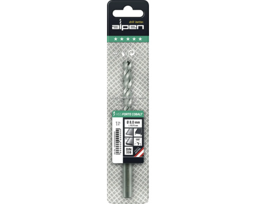 Alpen HSS Forte Cobalt Bohrer, 8 Millimeter Durchmesser