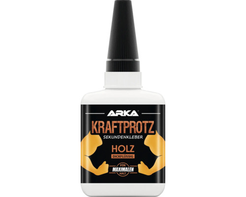 ARKA Kraftprotz Sekundenkleber Holz dickflüssig 50 g Flasche Arka Kraftprotz Sekundenkleber für Holz