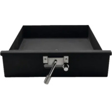 Schwarze Schublade mit silbernem Griff