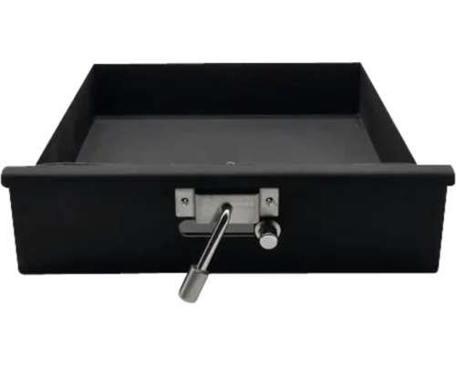 Schwarze Schublade mit silbernem Griff