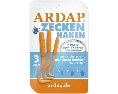 ARDAP Zeckenhaken-Set mit drei Zeckenentfernern in unterschiedlichen Größen