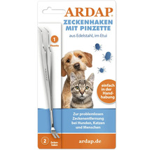 Ardan Zeckenhaken mit Pinzette zum Entfernen von Zecken bei Hunden, Katzen und Menschen