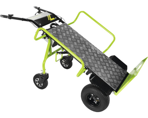 Elektrische Sackkarre mit Metallplattform und vier Rädern