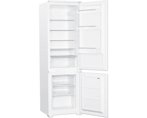 Geöffneter weißer Kühlschrank mit Gefrierfach