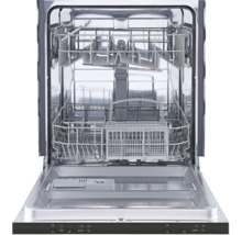 Offener Geschirrspüler mit Besteckkörben und Spülarmen