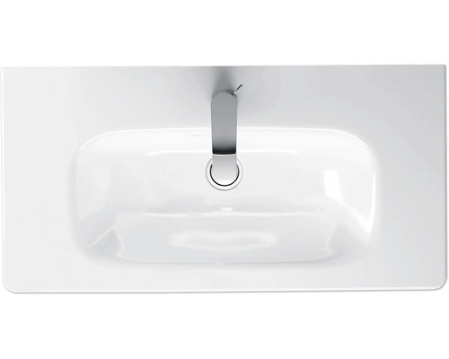 Aufsicht auf ein Waschbecken mit Armatur