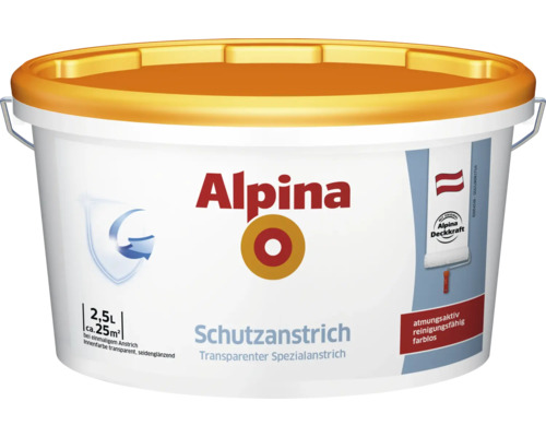 Alpina Schutzanstrich, 2,5 Liter Eimer, transparenter Spezialanstrich