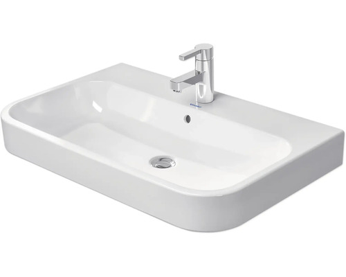 Möbelwaschtisch Duravit Happy D.2 80x50 cm weiß mit Wondergliss-Beschichtung Keramikwaschtisch mit Armatur