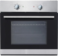 Edelstahl Einbaubackofen mit Temperaturregler und Funktionswahlschalter