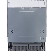 Rückansicht eines Geschirrspülers mit Details zu Anschlüssen und Bauweise.