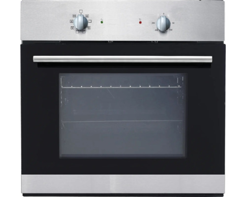 Edelstahl Einbaubackofen mit Glasfront und Drehreglern