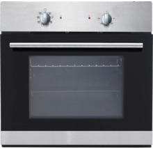 Edelstahl Einbaubackofen mit Glastür und Drehknöpfen