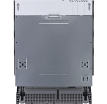 Rückansicht eines Geschirrspülers mit grauer Rückwand und grauem Gitterfuß