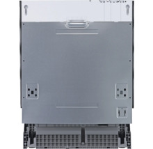 Rückansicht eines Geschirrspülers mit Anschlüssen und Montagelöchern